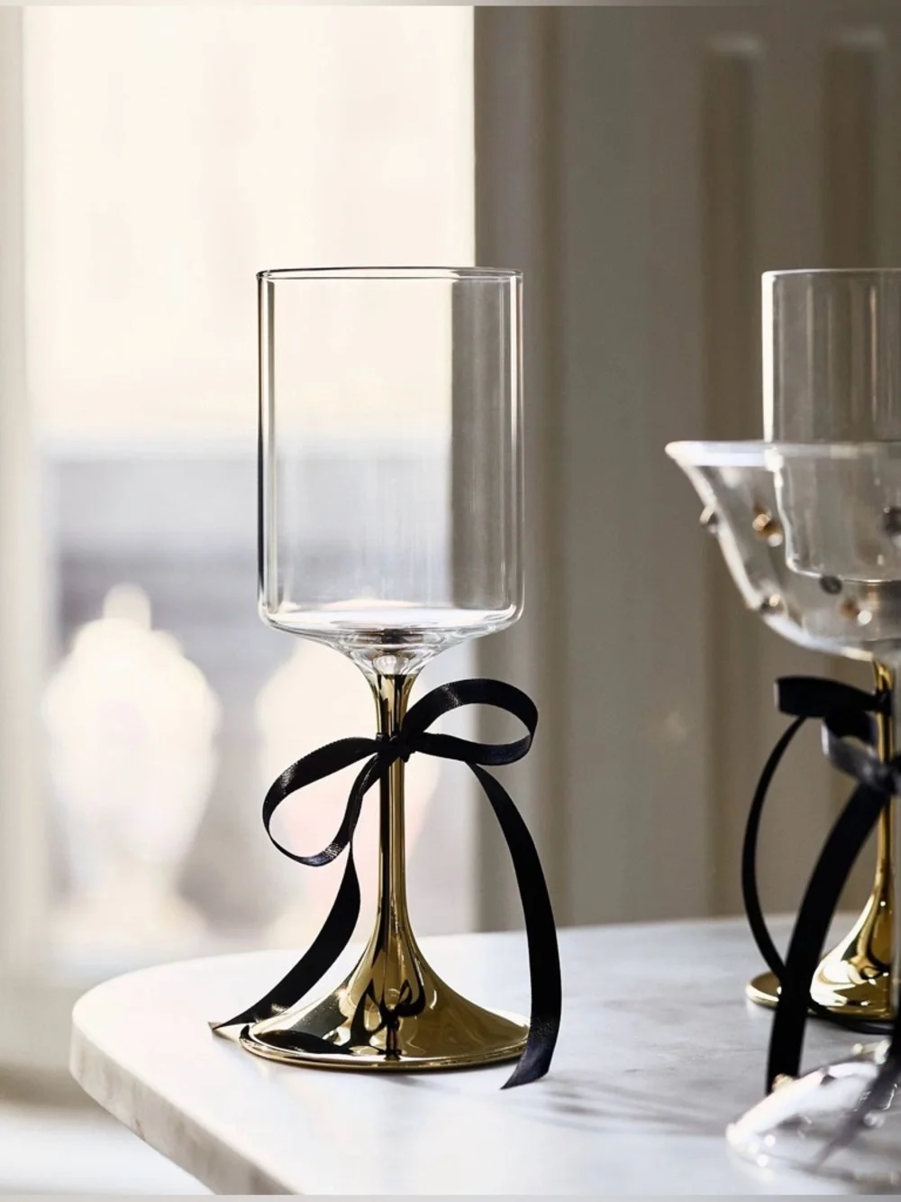 Anthropologie Morgan Metallic Wine Glasses, Set of 2, NIP